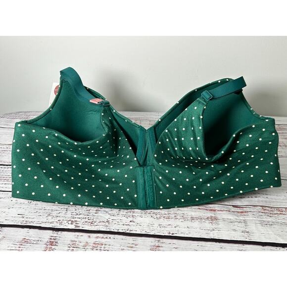 Cacique Womens Green Polka Dot Lightly Lined Full Coverage T-Shirt Bra Size 46DD - Picture 2 of 6